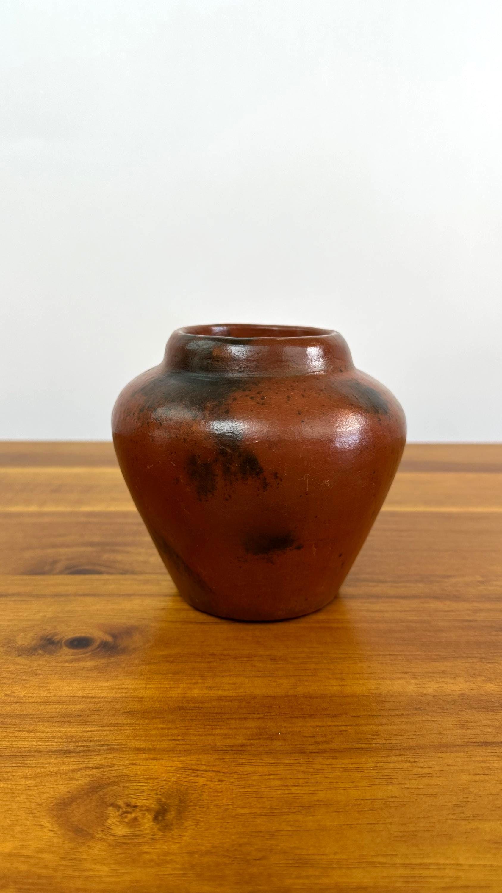 Vintage Handmade Earthenware Pottery Vase - Sasak Clay Pot Handcrafted in Indonesia