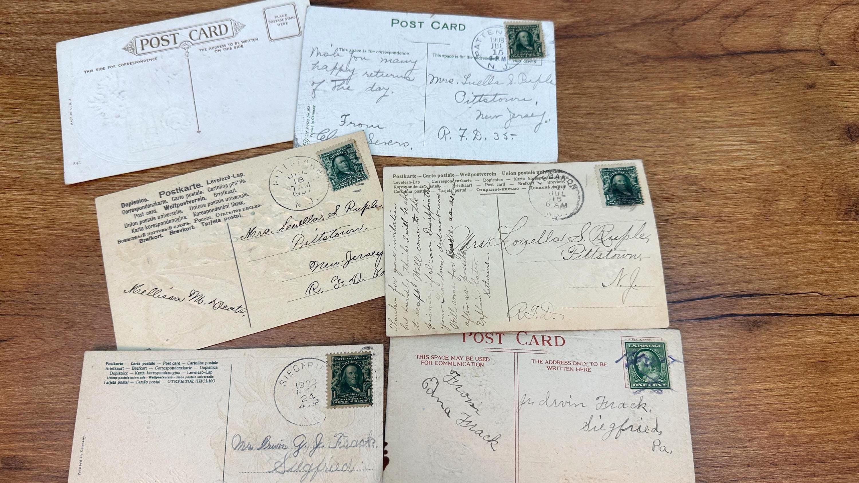 Vintage POSTMARKED Early 1900's Postcards- Set of 5