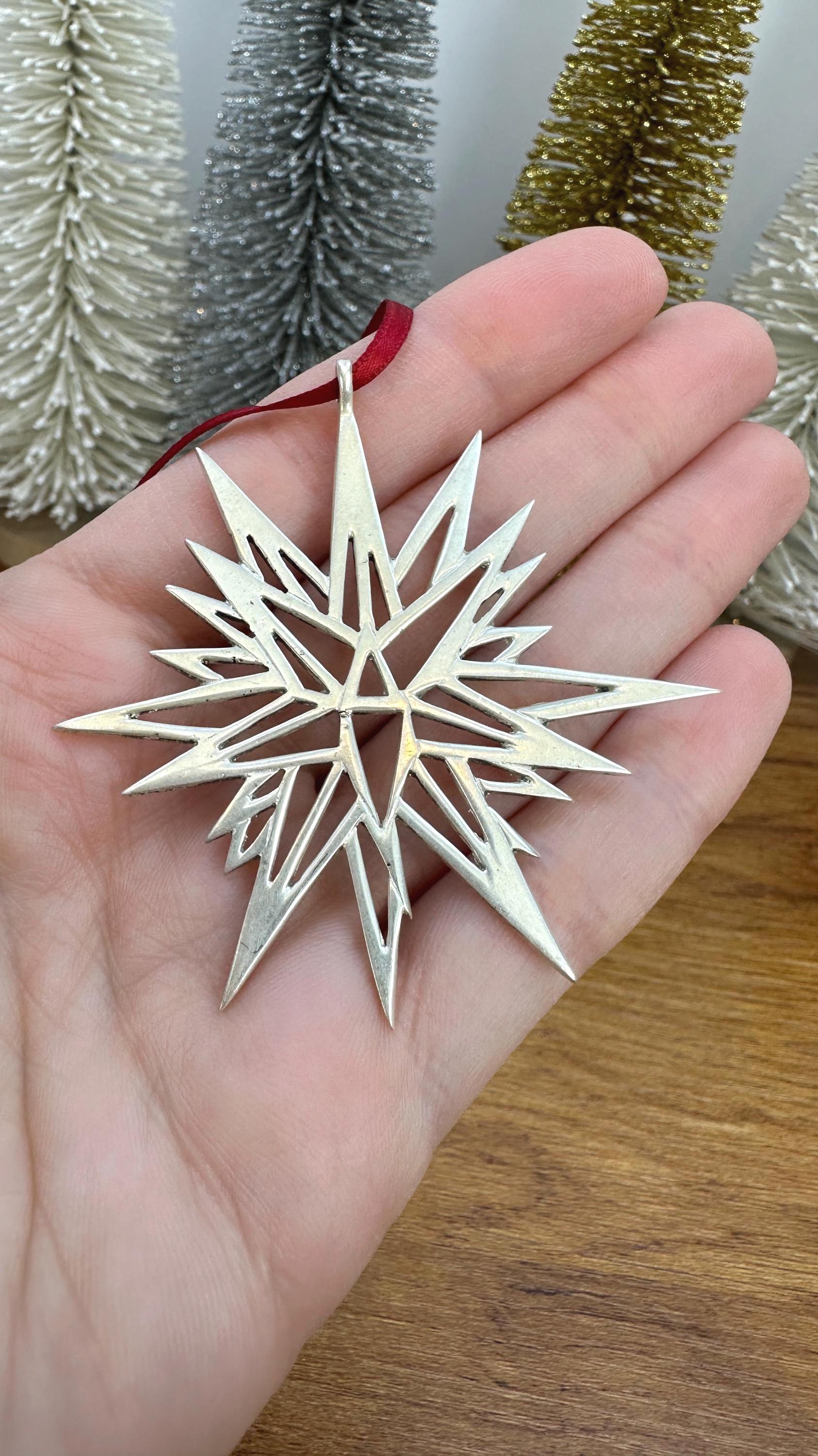 Vintage Sterling Silver Moravian Star Ornament- Hand & Hammer Solid Sterling Silver -925