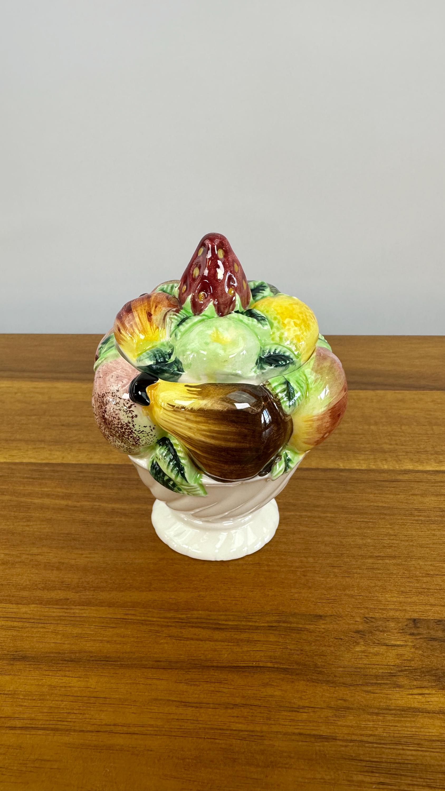 Vintage 1950's Jam Jar, Sugar Dish- Mid-Century Lefton Porcelain Hand Painted Container