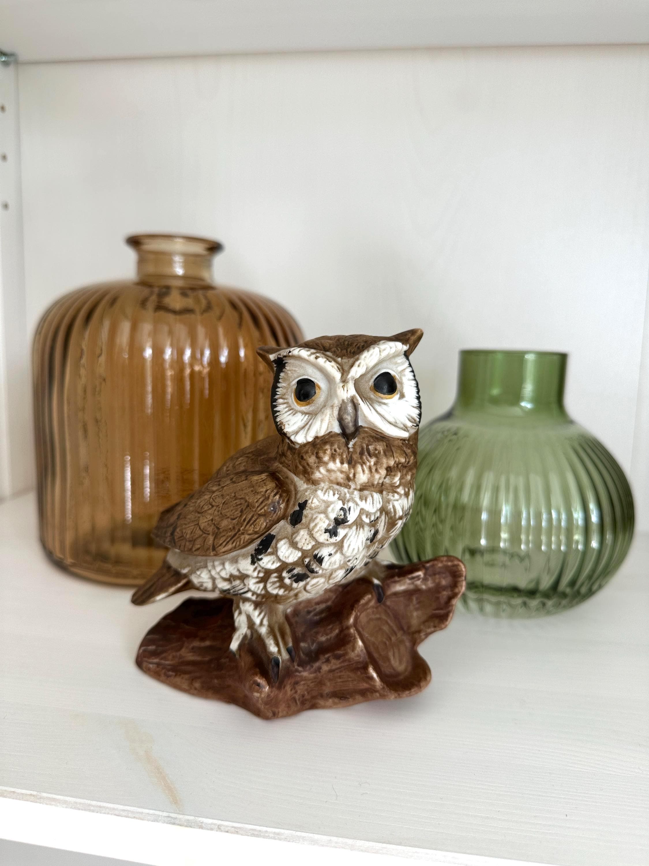 Vintage 1970's Ceramic Owl - Forest Woodland Home Decor