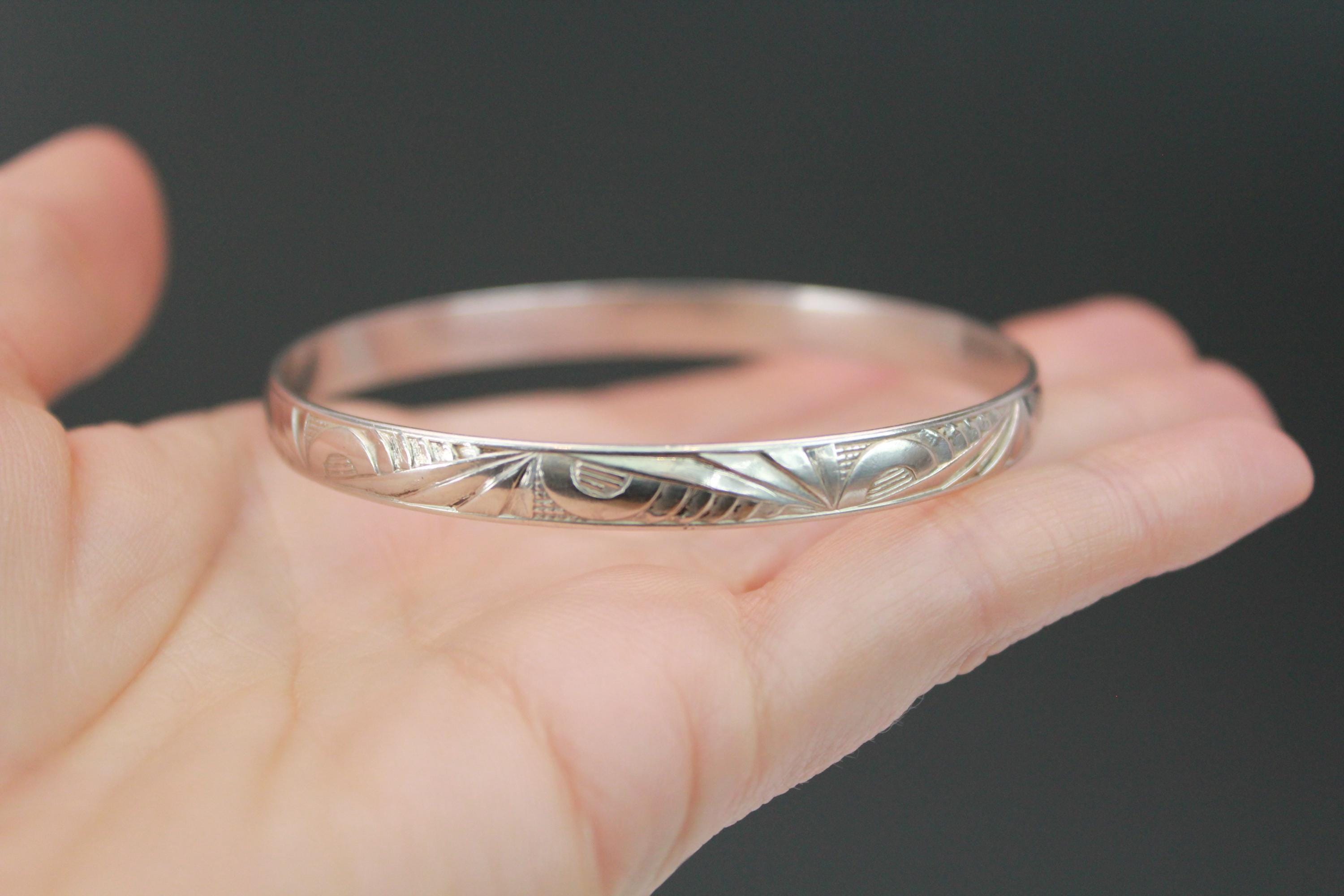 Vintage Danecraft Fletch & Co. Sterling Silver Bangle Bracelet | Art Deco Design 1940's